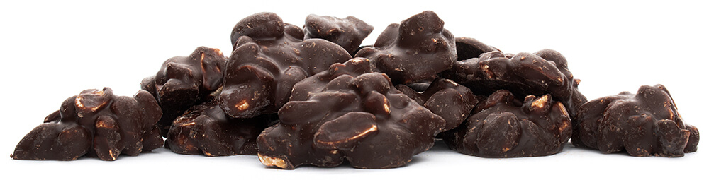 Arašídové hrudky v hořké čokoládě - z boku